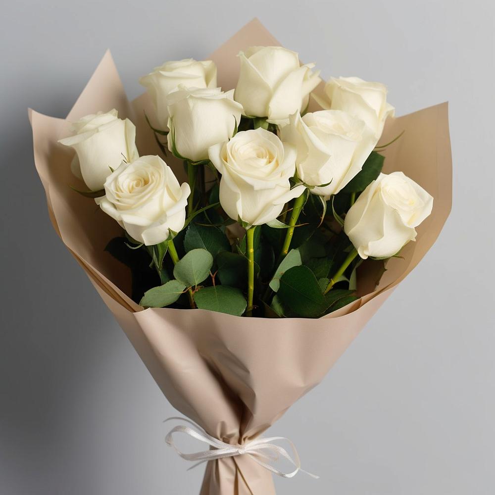 Букет 9 Белых роз Эдлесс Лав в Витиме