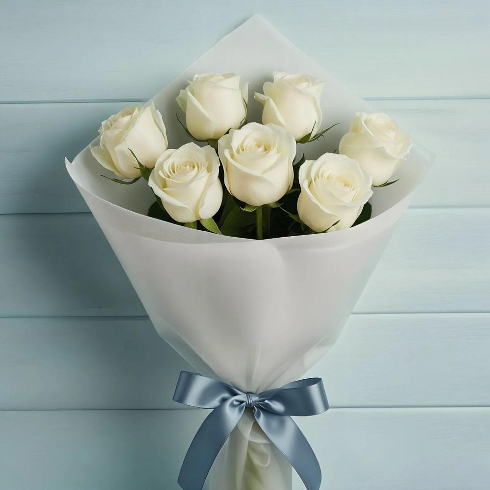 Букет 7 Белых роз Эдлесс Лав в Витиме